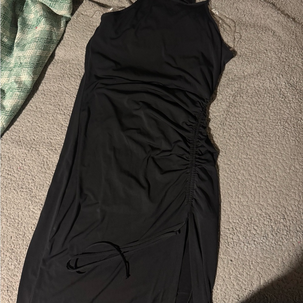 Planet Gold Black Asymmetrical Dress